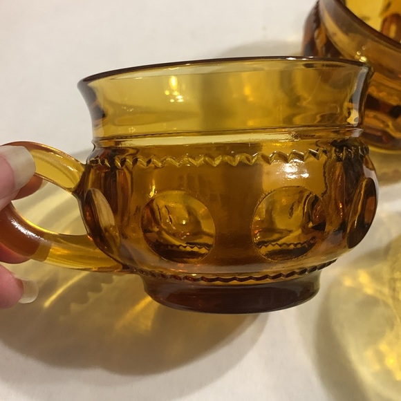 Kings Crown Thumb print Amber Mugs Set of 3 - Picture 2 of 4